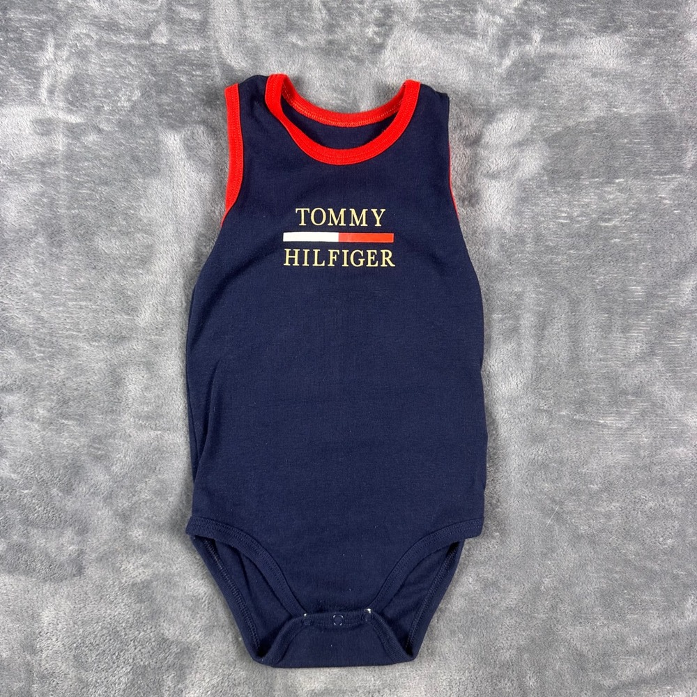 Tommy Hilfiger Navy Blue Red Sleeveless Bodysuit 18M Baby